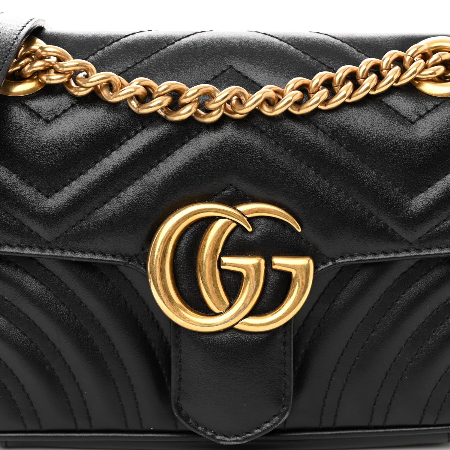 Gucci Calfskin Matelasse Mini GG Marmont Shoulder Bag Black 8 of 11