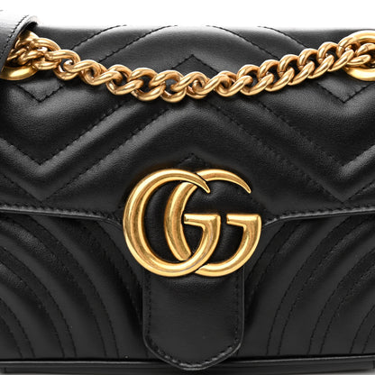 Gucci Calfskin Matelasse Mini GG Marmont Shoulder Bag Black 8 of 11
