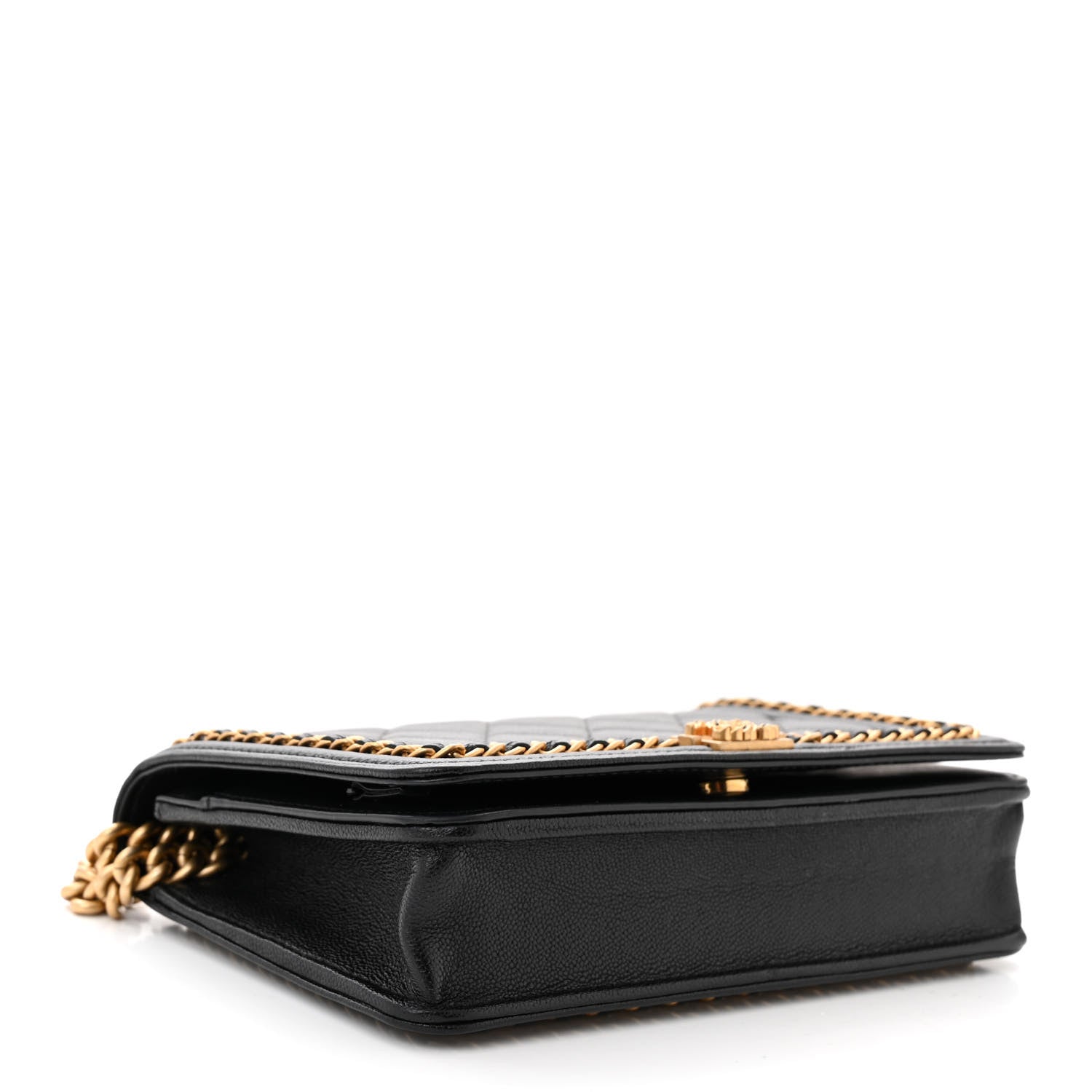 Chanel Caviar Quilted Chain Around Boy Wallet On Chain WOC Black 4 of 13