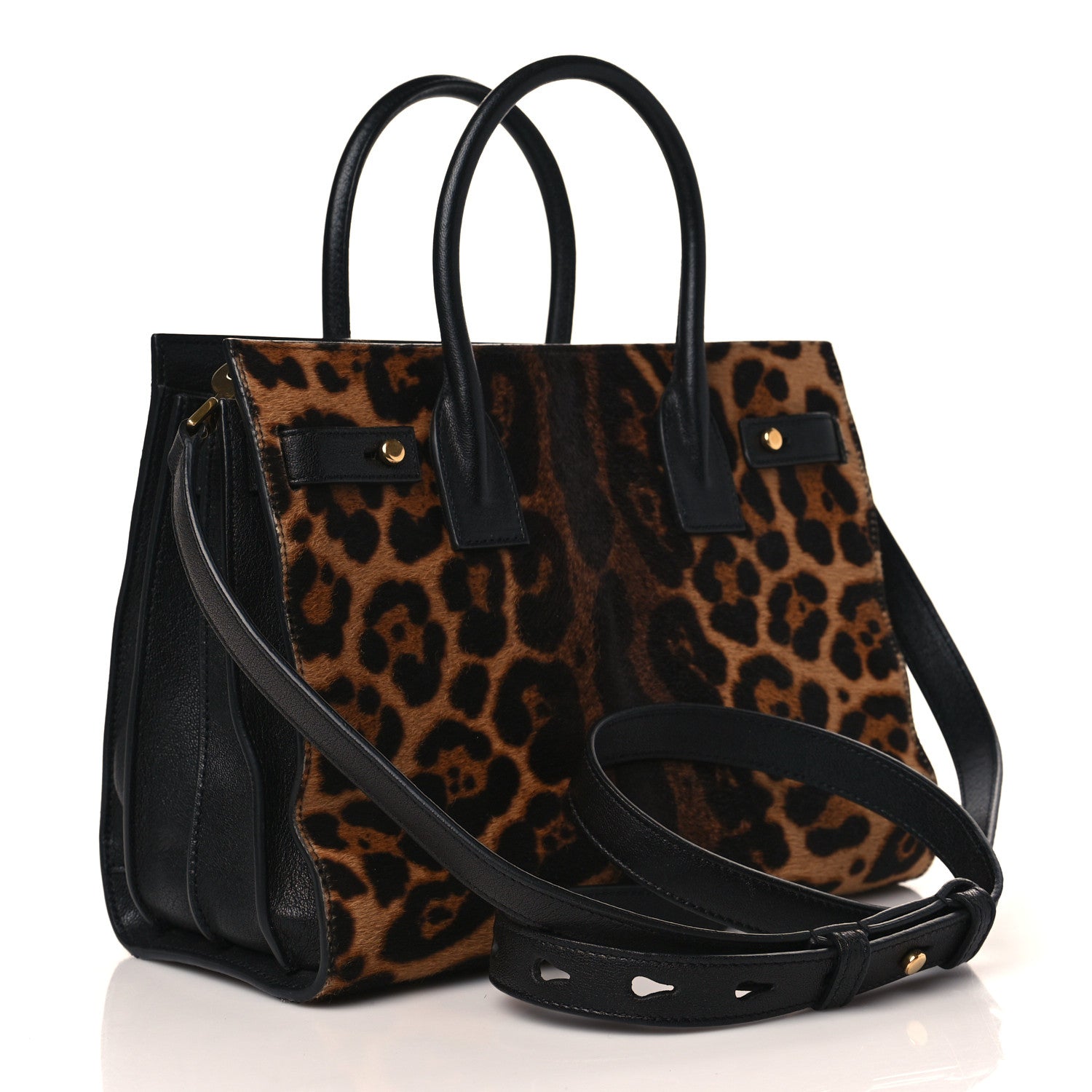 Saint Laurent Pony Effect Calfskin Leopard Print Baby Supple Sac De Jour 2 of 9