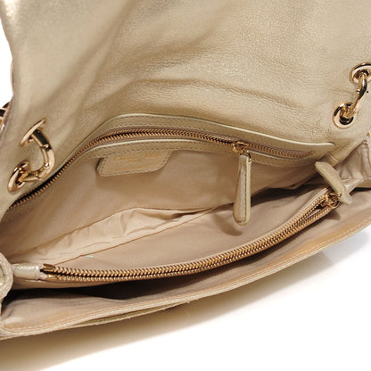 Christian Dior Metallic Lambskin Cannage Rendezvous Small Flap Champagne 6 of 8