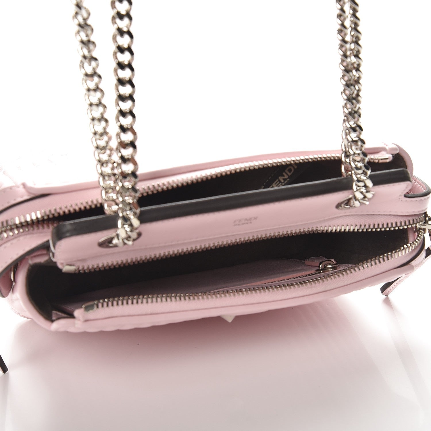Fendi Shiny Nappa Trapuntata Small DotCom Click Chain Satchel Peonia 6 of 9
