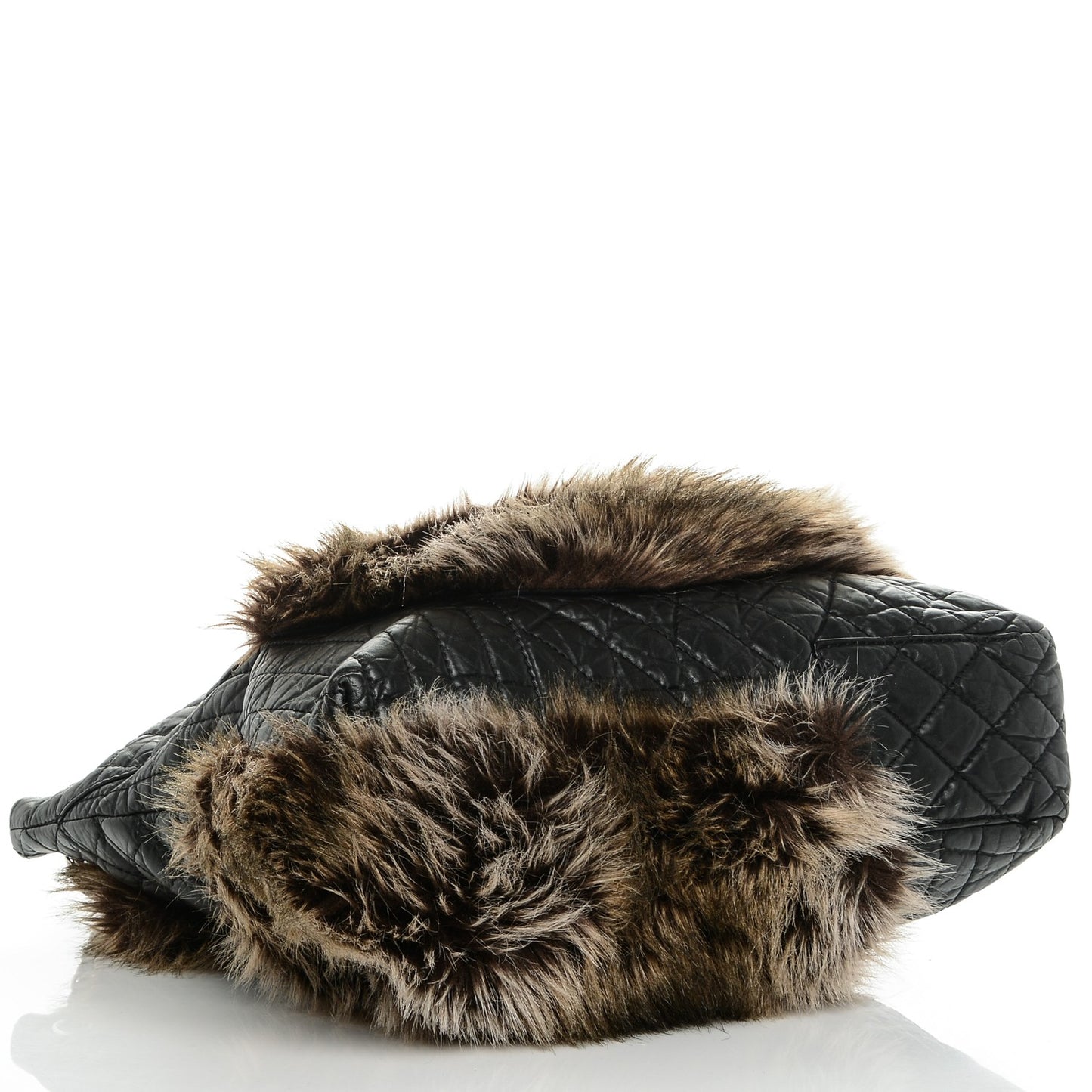 Aged Calfskin Fantasy Fur Karl's Cabas Tote Black