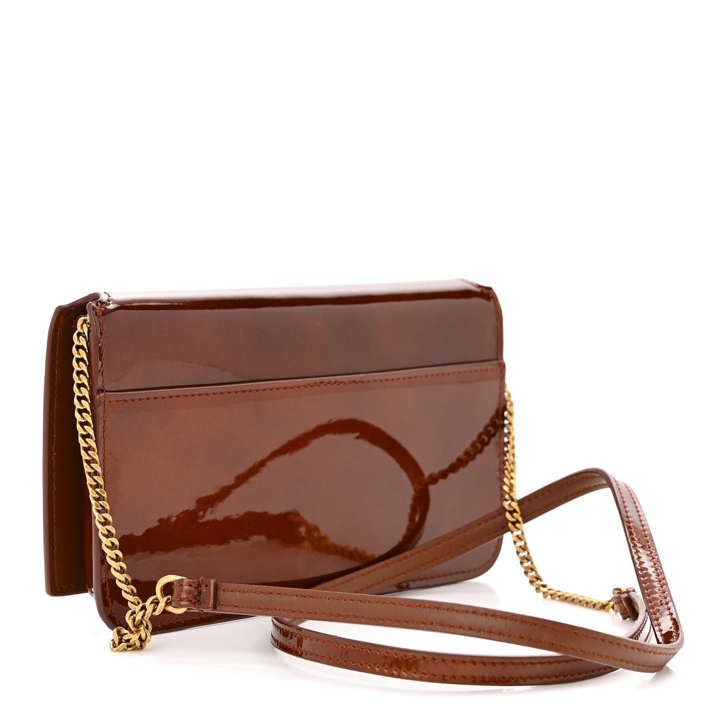 Patent Monogram Phone Holder Crossbody Chataigne
