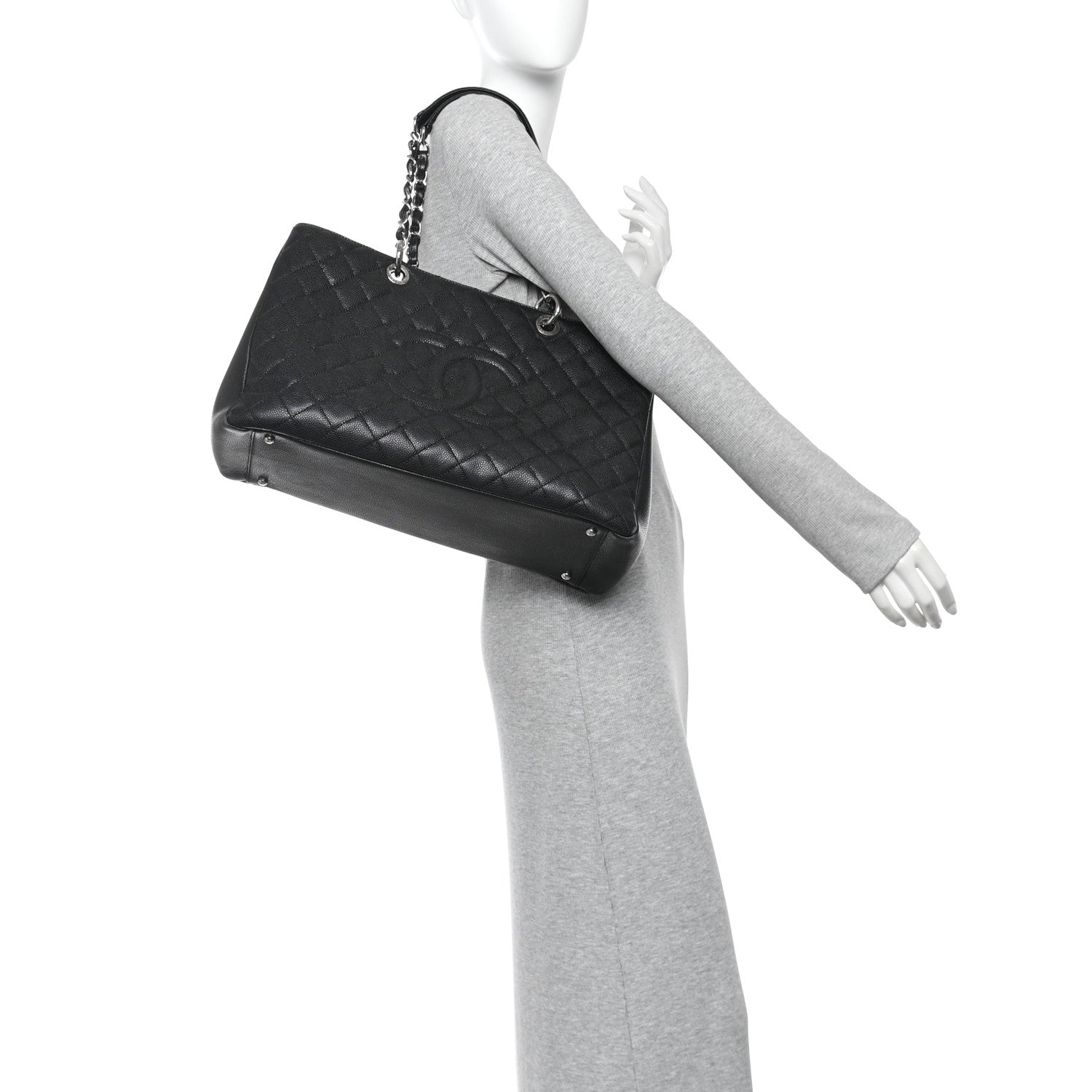 Chanel Caviar Quilted XL Grand Shopping Tote GST Black 2 of 16
