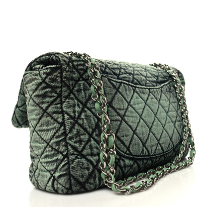Chanel Denim Quilted Denimpression Flap Green Black 3 of 10