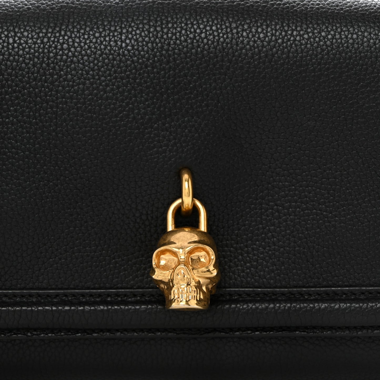 Grained Calfskin Padlock Crossbody Bag Black
