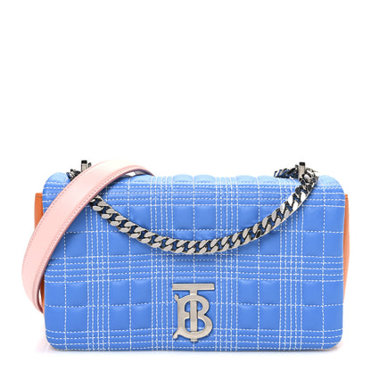 Burberry Lambskin Quilted Small Lola Bag Cyan Blue Orange Pink 1 of 10