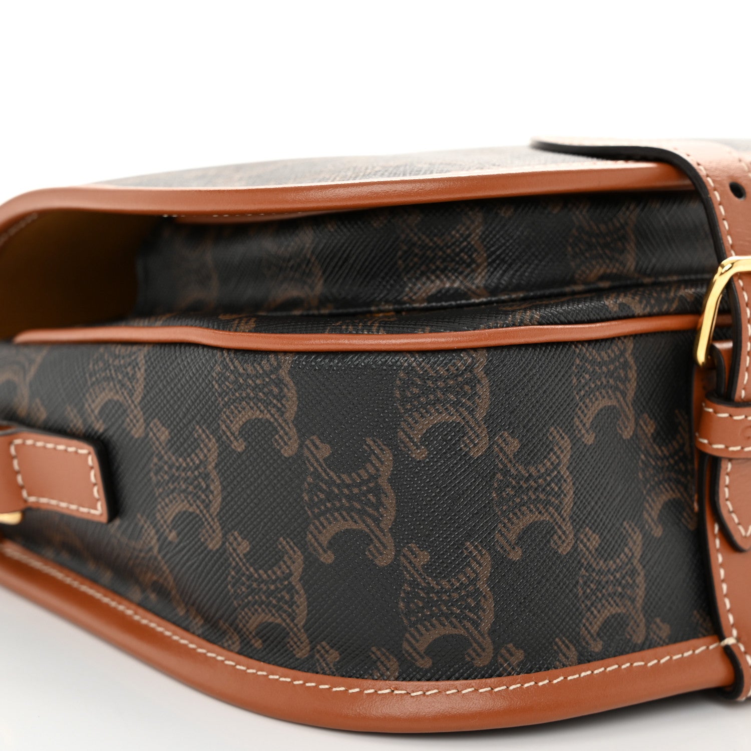 Celine Triomphe Canvas Medium Folco Bag Tan 8 of 9