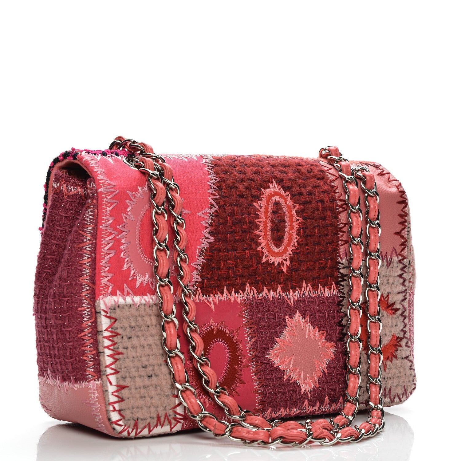 Chanel Tweed Patchwork Jumbo Single Flap Pink 3 of 8