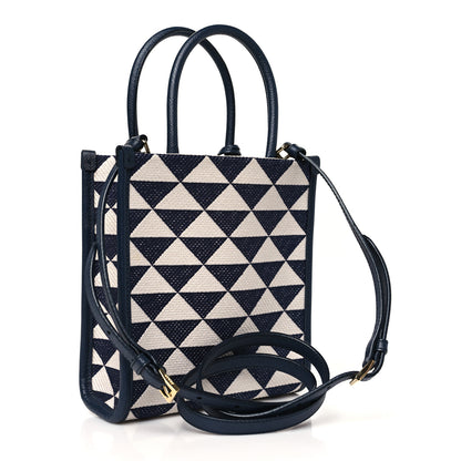 Prada Jacquard Saffiano Triangolo Symbole Embroidered Micro Tote Baltico Talco 3 of 9
