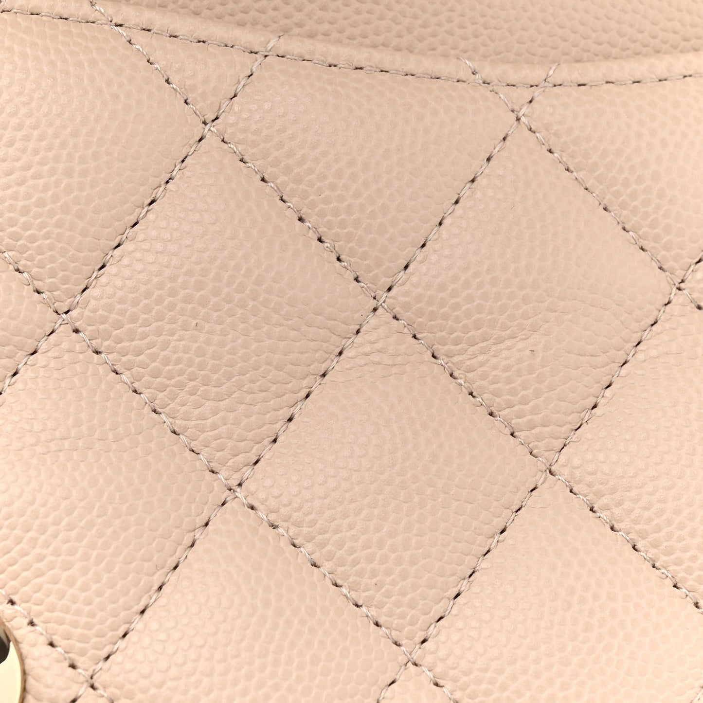 Caviar Quilted Medium Double Flap Ecru