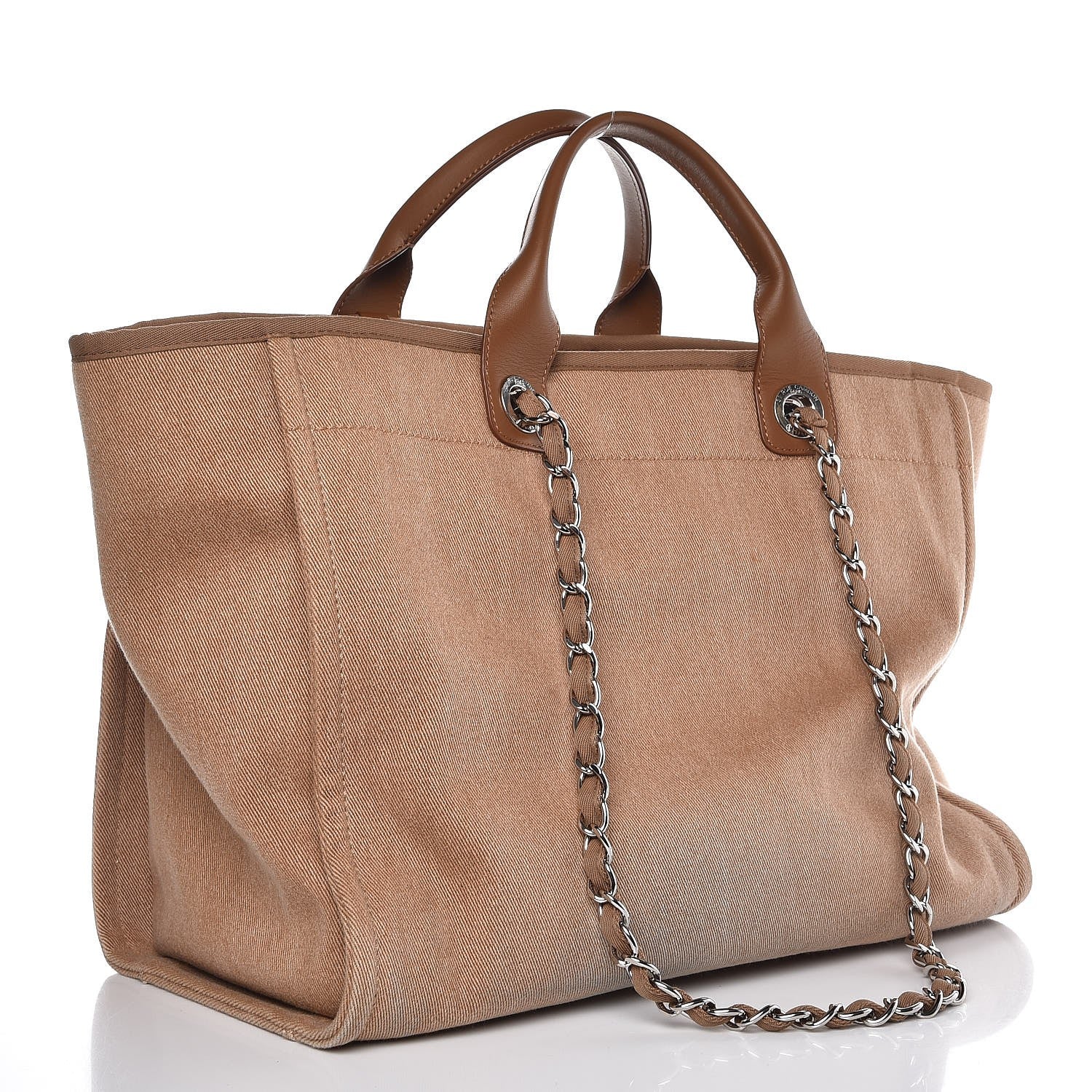 Chanel Canvas Sequin Large Deauville Tote Camel 4 of 10