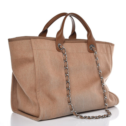 Chanel Canvas Sequin Large Deauville Tote Camel 4 of 10