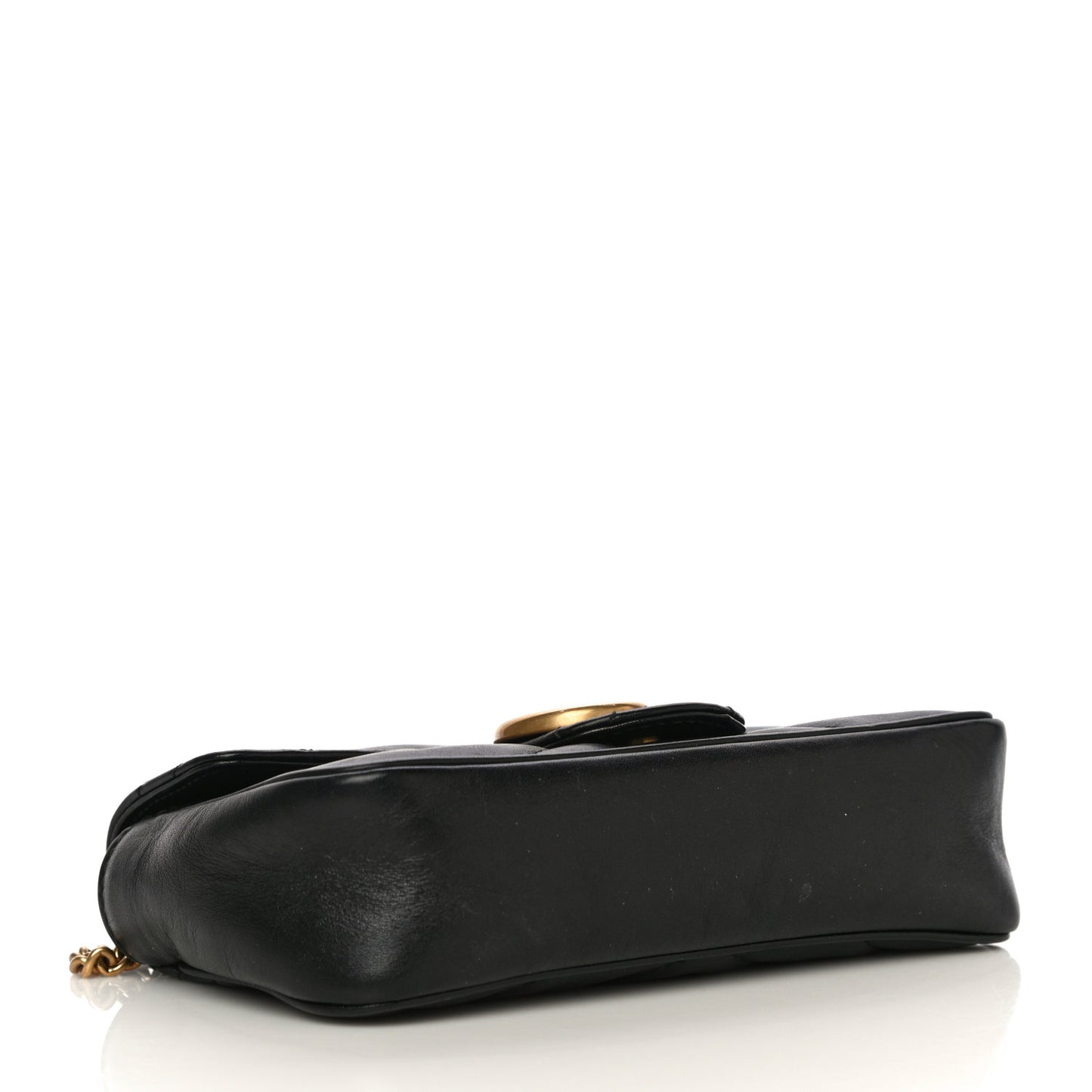 Calfskin Matelasse Super Mini GG Marmont Shoulder Bag Black