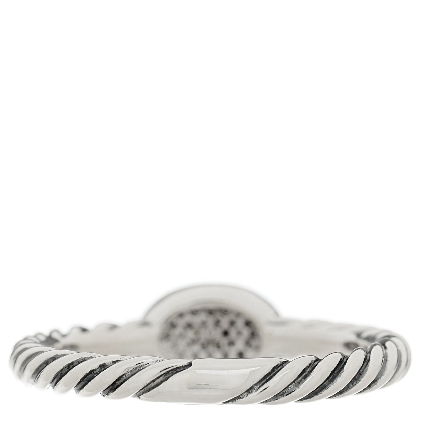 Sterling Silver Diamond Pave Cable Classics Oval Ring 50 5.5