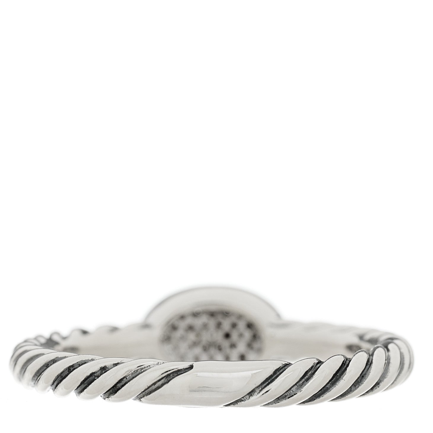David Yurman Sterling Silver Diamond Pave Cable Classics Oval Ring 50 5.5 3 of 4
