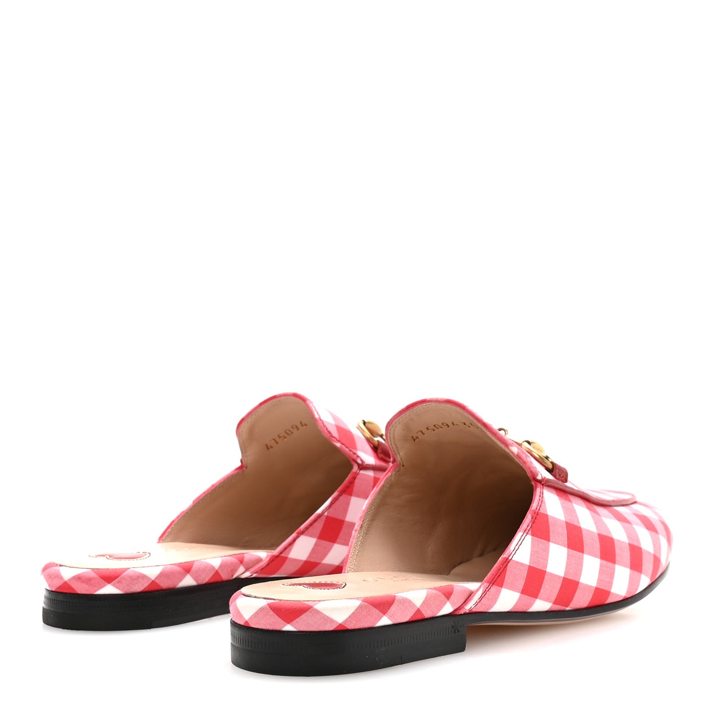 Cotton Gingham Womens Princetown Slippers 35 White Red