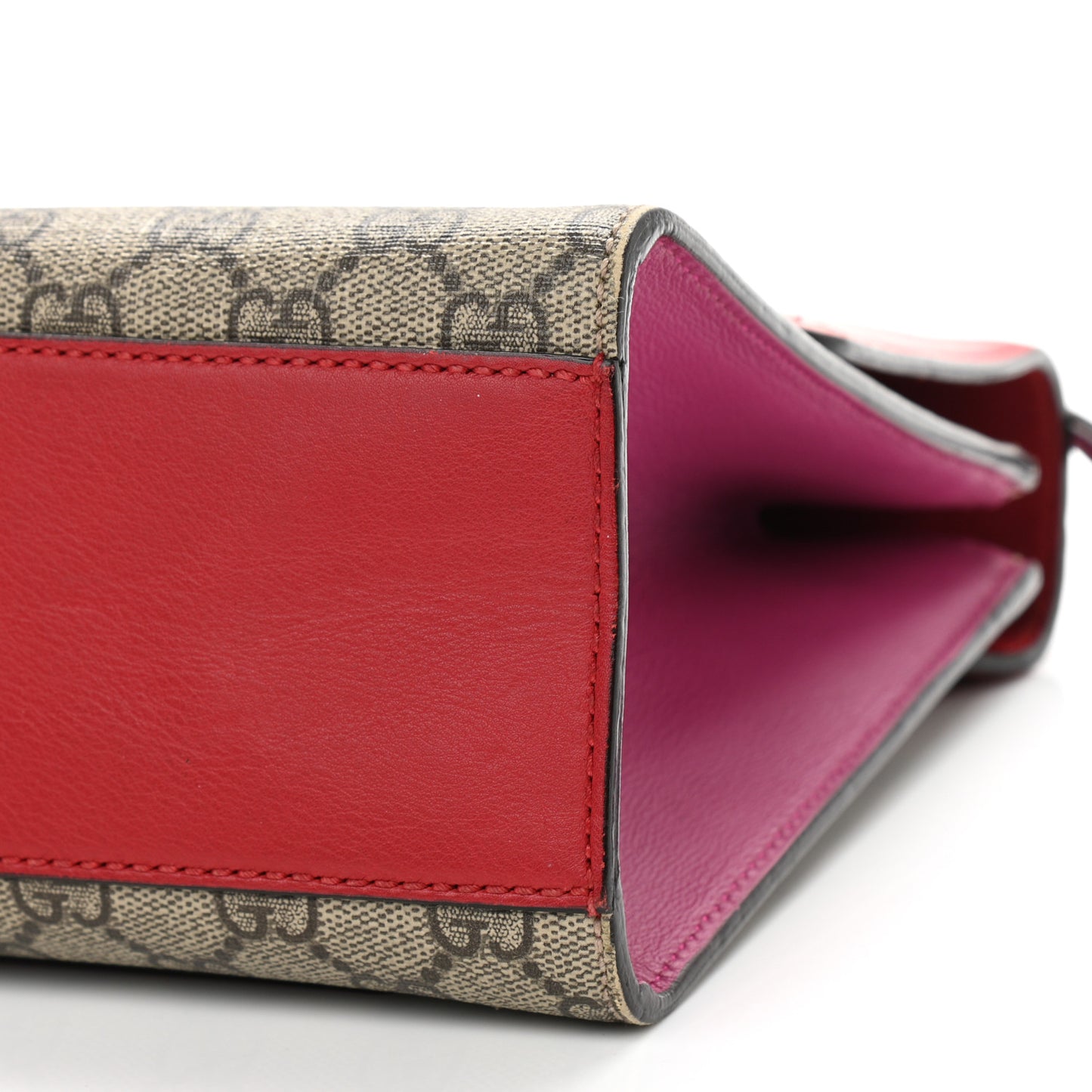 GG Supreme Monogram Calfskin Medium Padlock Shoulder Bag Beige Hibiscus Red New Rosette