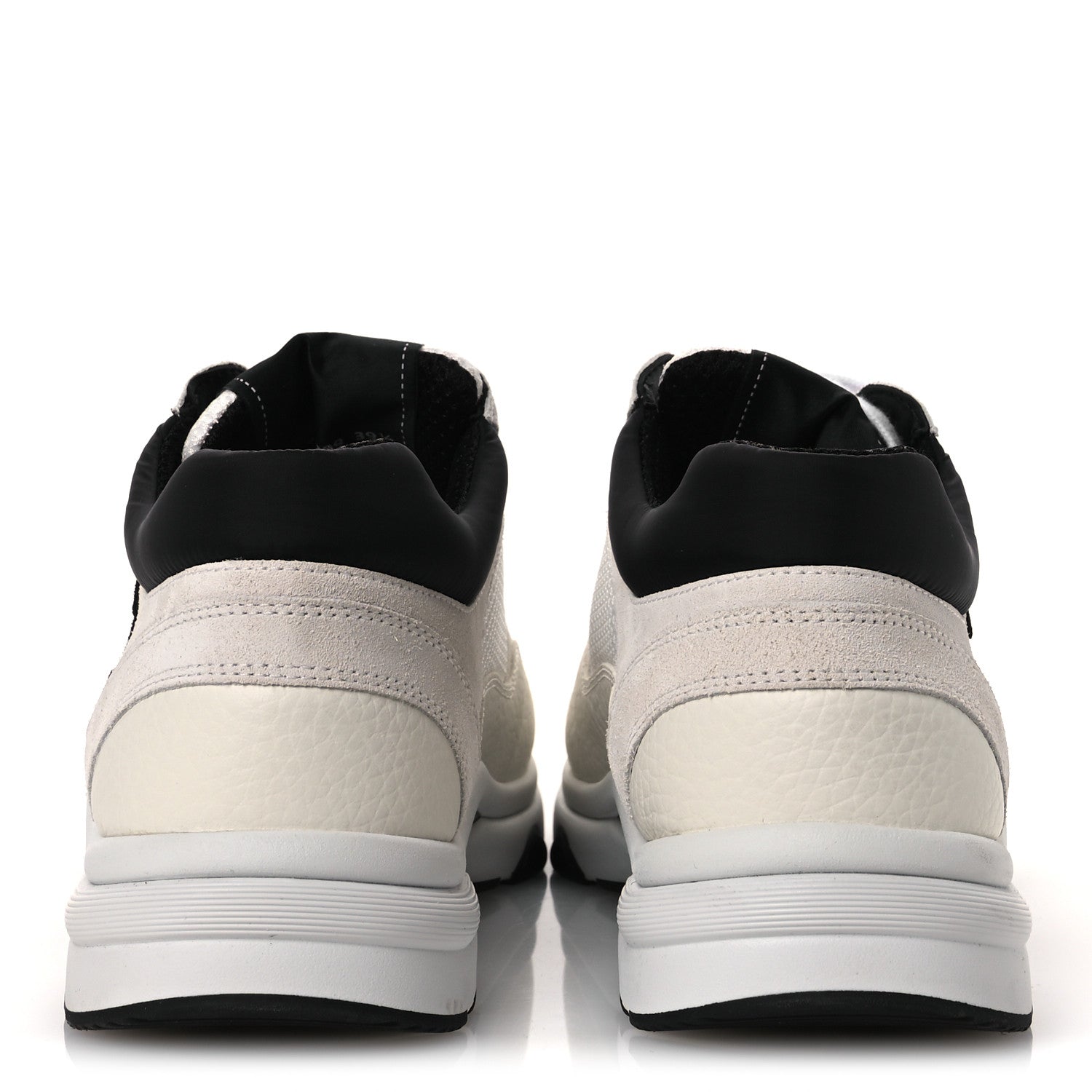 Chanel Mesh Suede Grained Calfskin Womens CC Sneakers 39.5 White Black 7 of 11