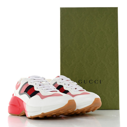 Gucci Lavaredo Eco Fabric Mesh Web Womens Rhyton Reflective Sneakers 35.5 Great White Green Red Silver 8 of 8