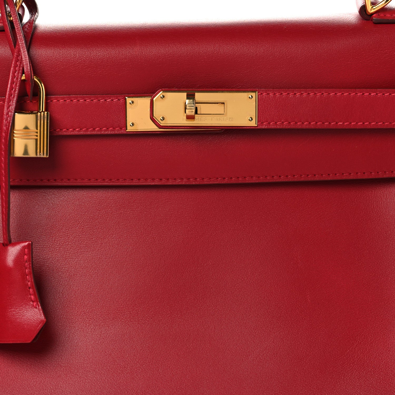 Hermes Tadelakt Kelly Retourne 32 Rouge Vif 8 of 14