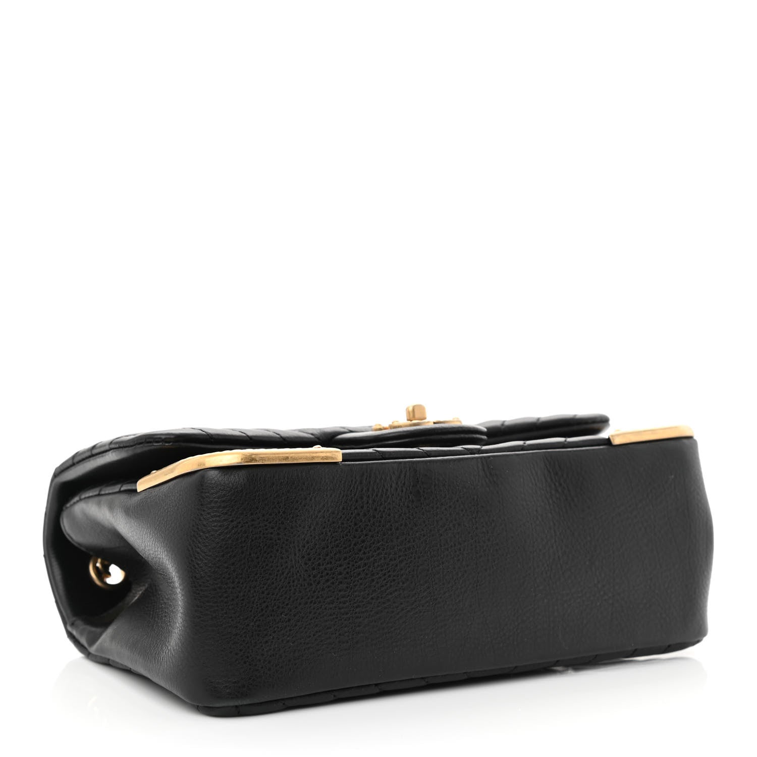 Chanel Calfskin Chevron Quilted Mini Rock The Corner Flap Black 4 of 10