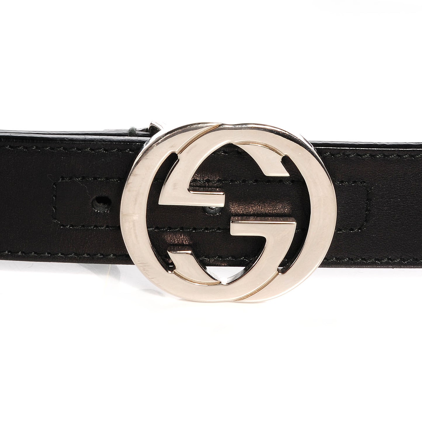 Leather GG Silver Belt Black 85/34