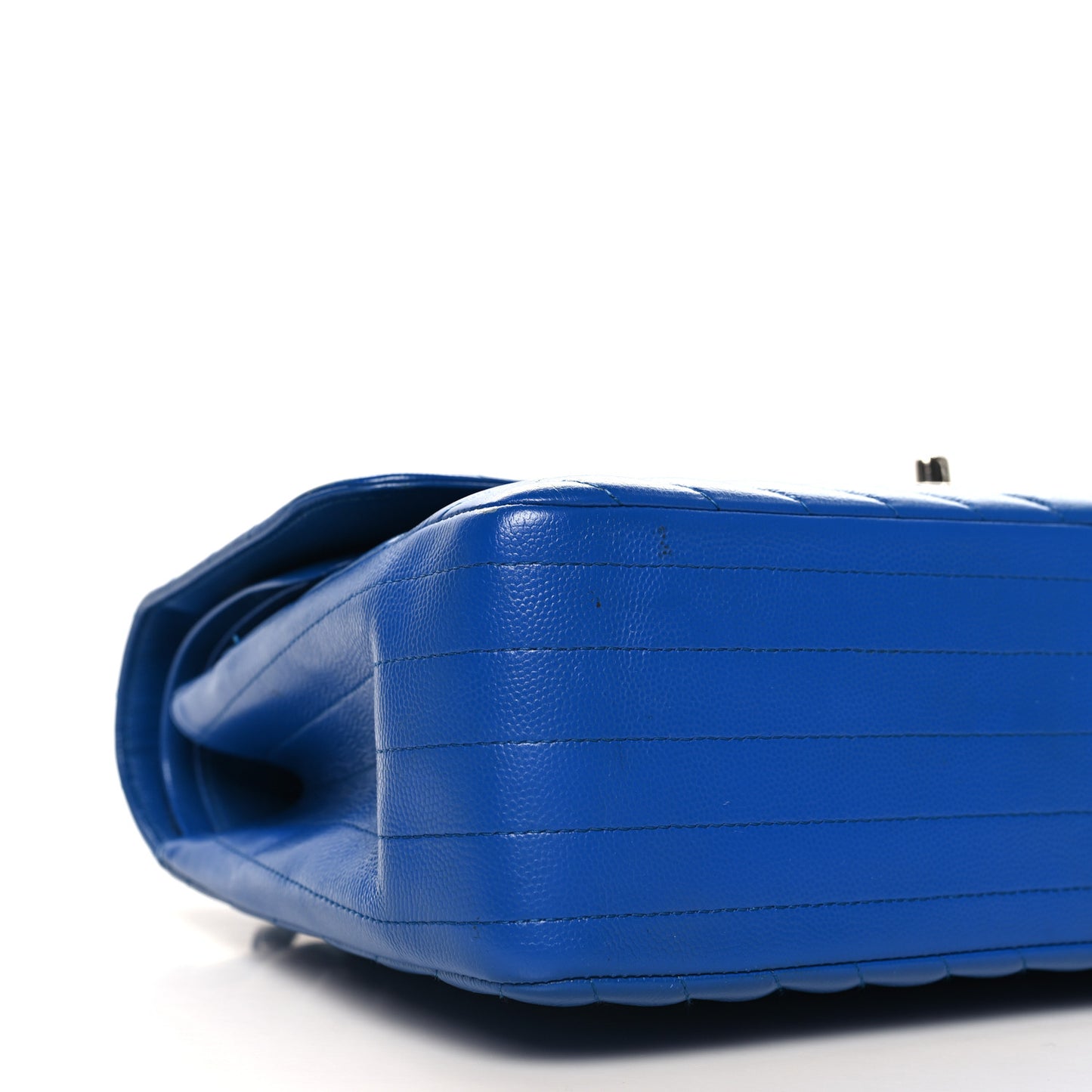 Caviar Chevron Quilted Jumbo Double Flap Blue