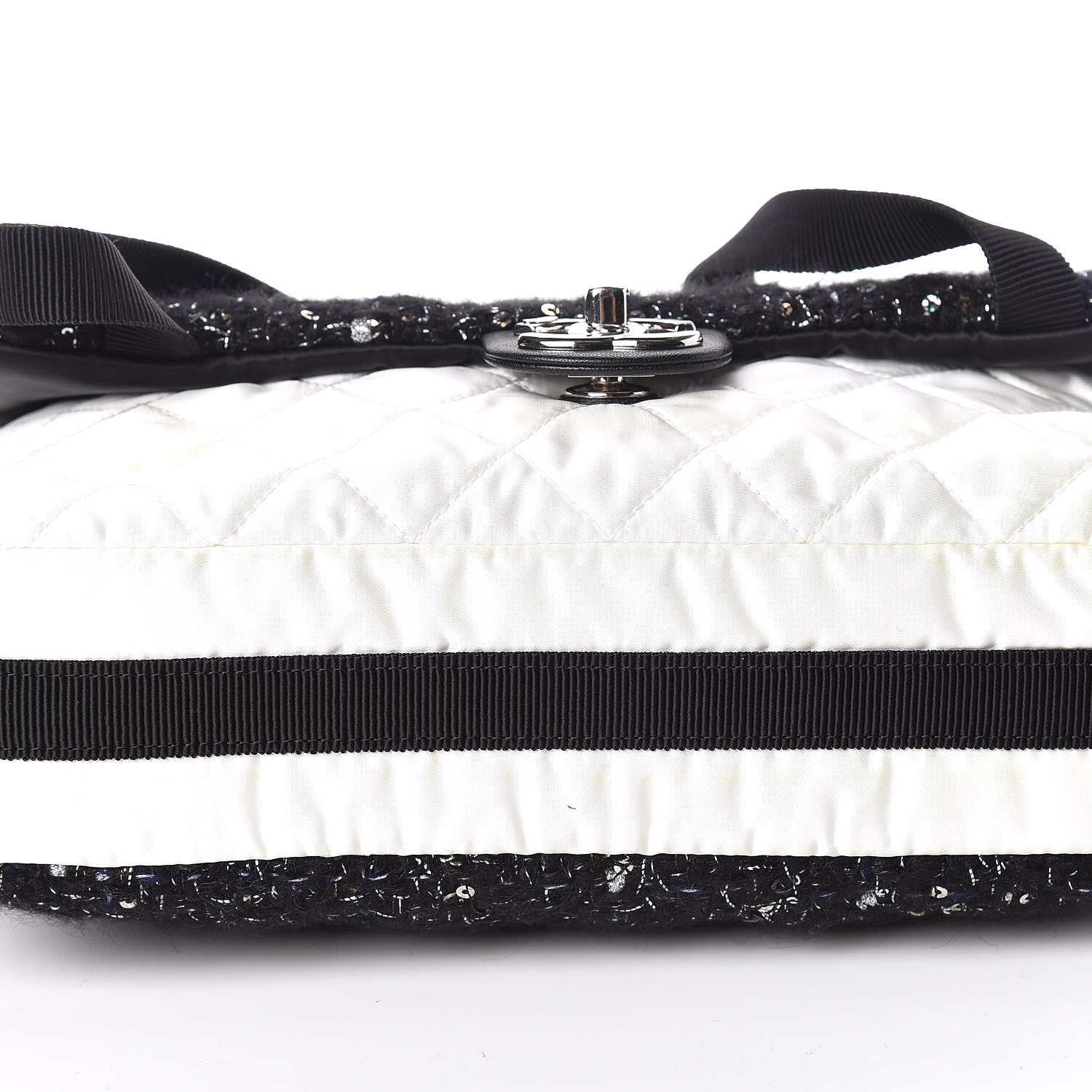 Chanel Tweed Nylon Quilted Astronaut Essentials Flap Black White 10 of 20
