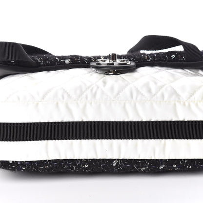 Chanel Tweed Nylon Quilted Astronaut Essentials Flap Black White 10 of 20
