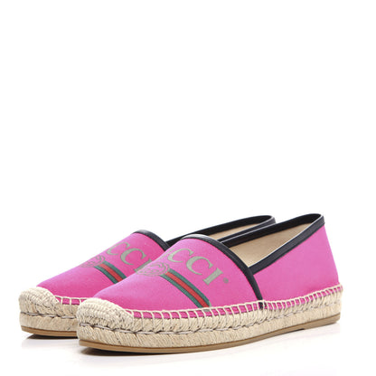 Gucci Canvas Logo Espadrilles 36.5 Cyclamen Rose Black 3 of 10