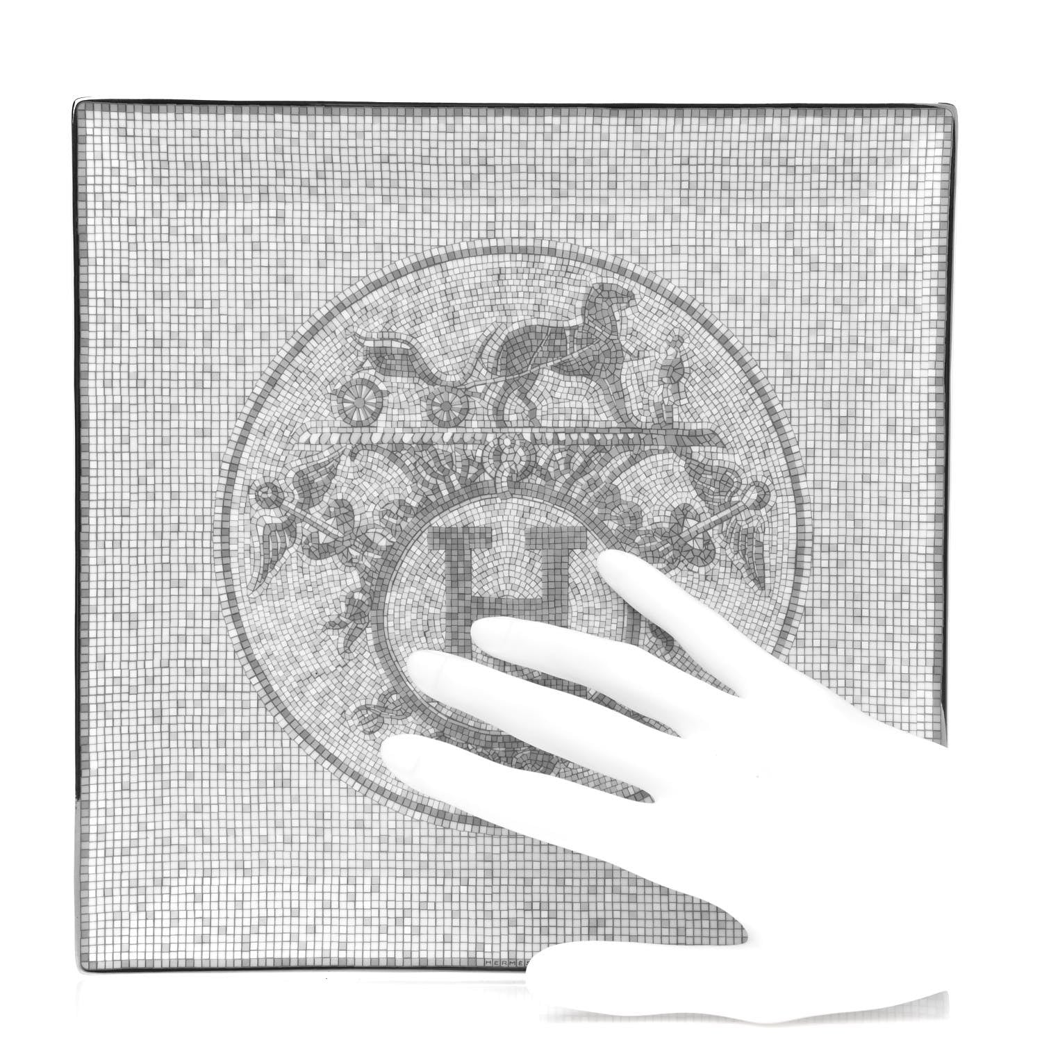Hermes Porcelain Mosaique au 24 Platine Square Plate 2 of 5