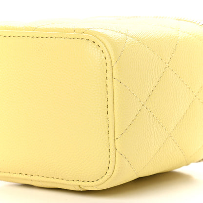Chanel Caviar Quilted Mini Vanity Case With Chain Light Yellow 9 of 10