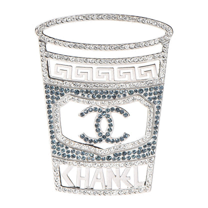 Chanel Crystal CC Greek Cup Brooch Silver Blue 1 of 5