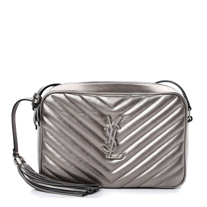 Saint Laurent Metallic Calfskin Matelasse Monogram Lou Camera Bag Silver 1 of 10