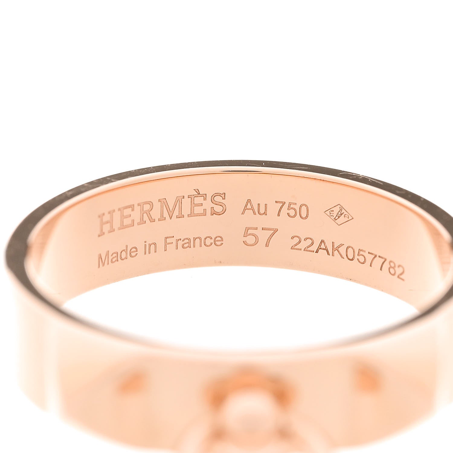 Hermes 18K Rose Gold PM Collier De Chien Ring 57 8 4 of 5