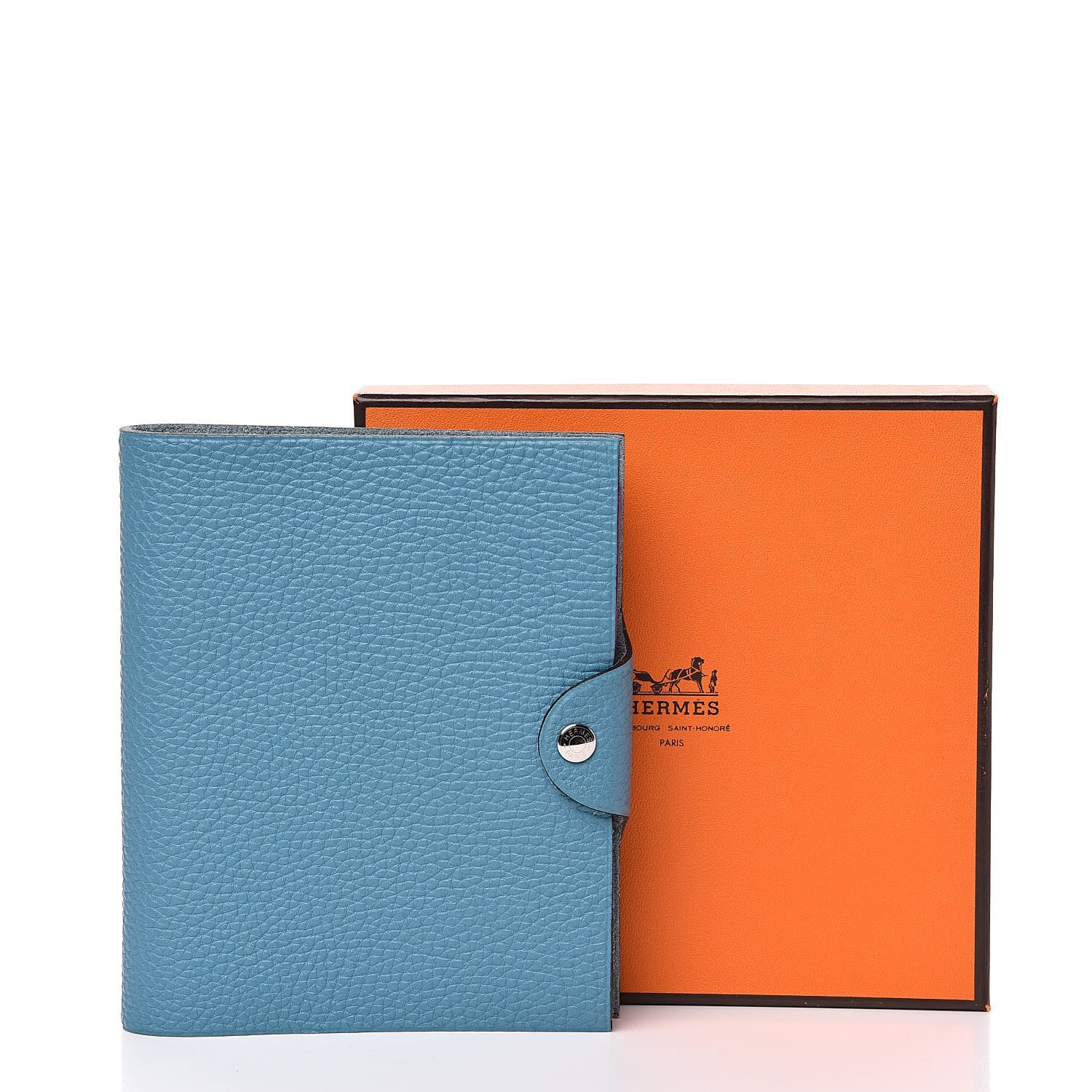 Hermes Taurillon Clemence Ulysse PM Notebook Cover Blue Jean 7 of 7
