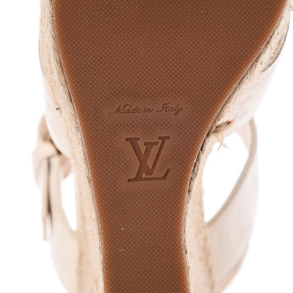 Louis Vuitton Calfskin Monogram Espadrille Wedge Sandals 35 White 8 of 11