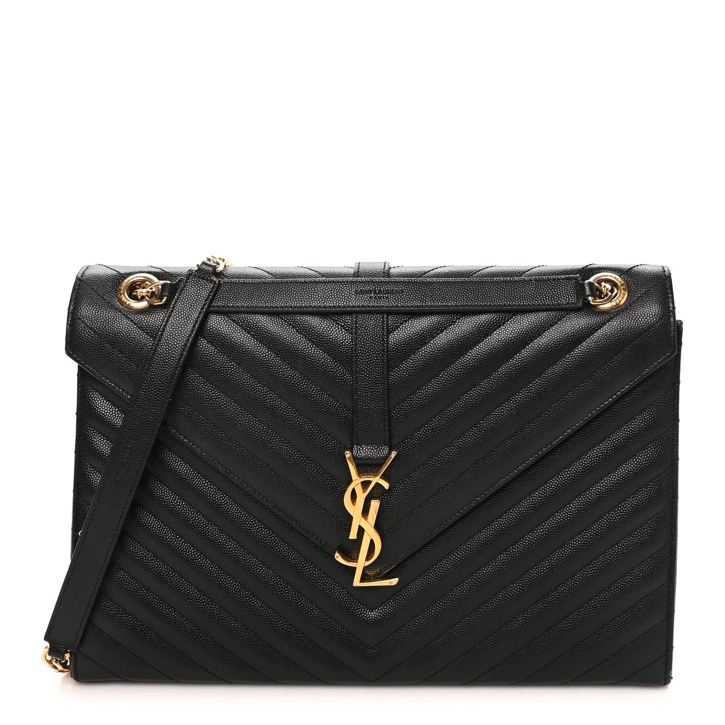 Grain De Poudre Matelasse Chevron Large Monogram Satchel Black