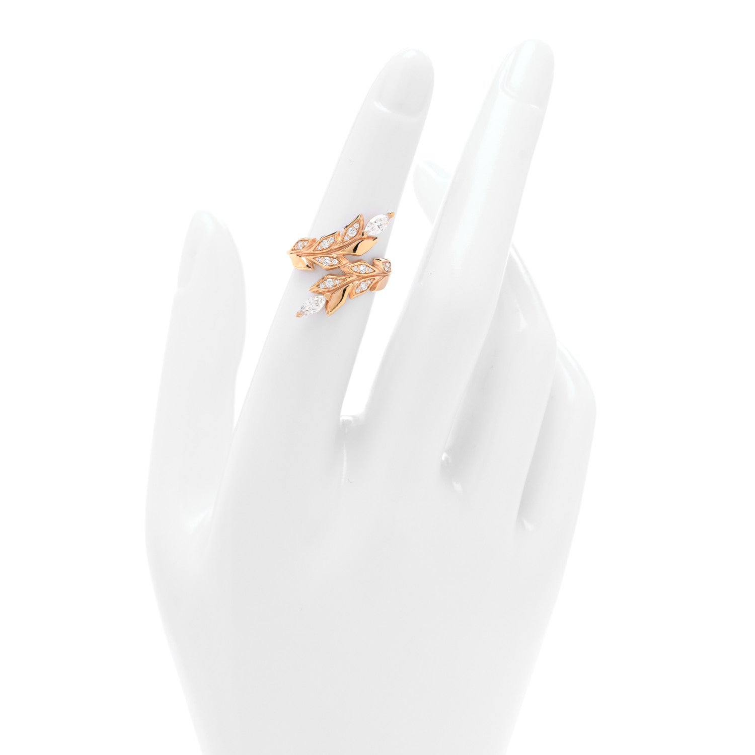 Tiffany 18K Rose Gold Diamond Victoria Vine Bypass Ring 49 5 2 of 5