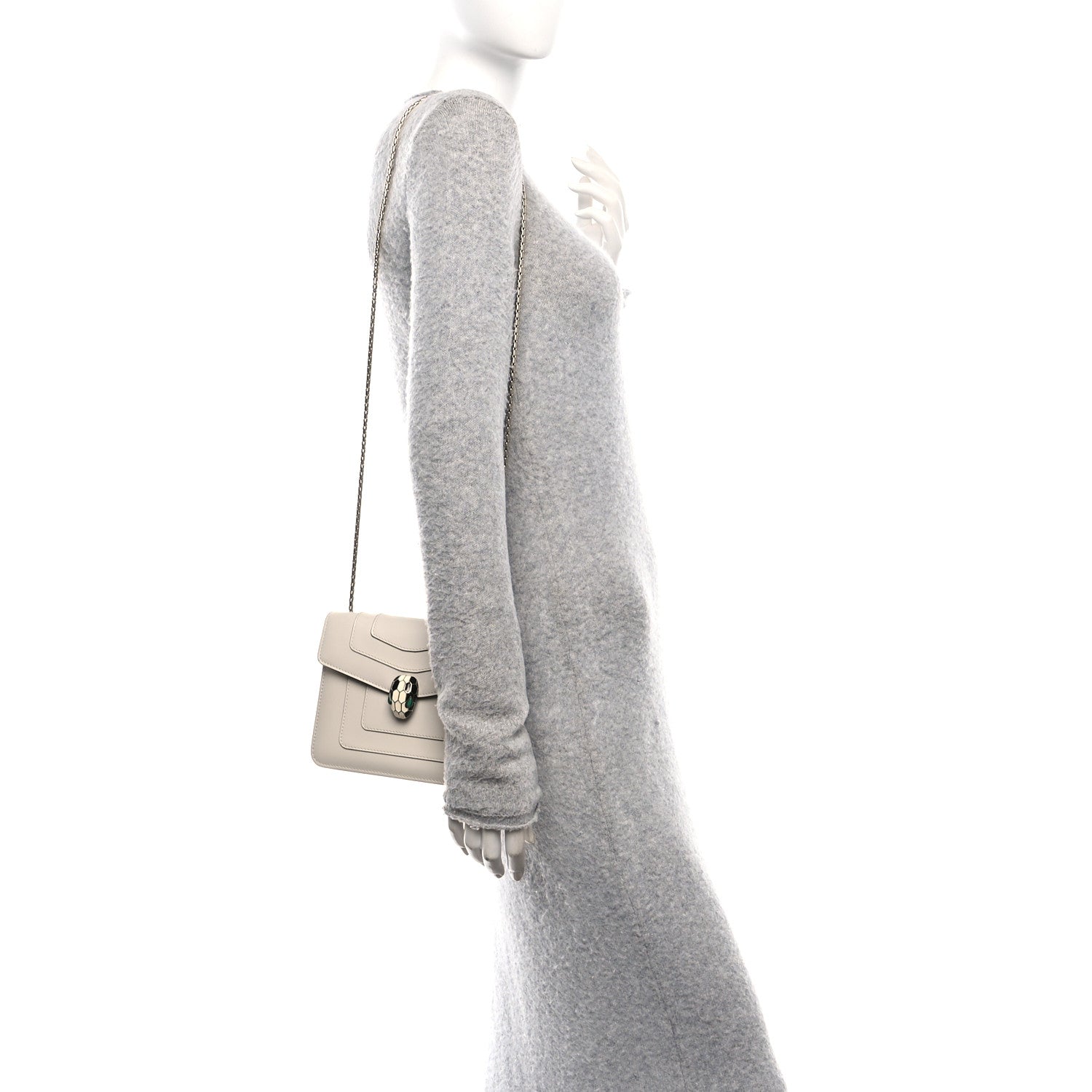 Bulgari Calfskin Small Serpenti Forever Crossbody Bag White Agate 2 of 14