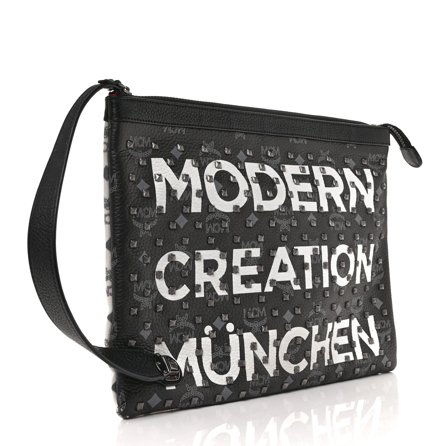 X Ekocycle Visetos Wristlet Pouch White Black
