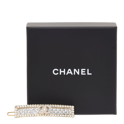 Chanel Crystal Pearl CC Hair Clip Gold 4 of 4
