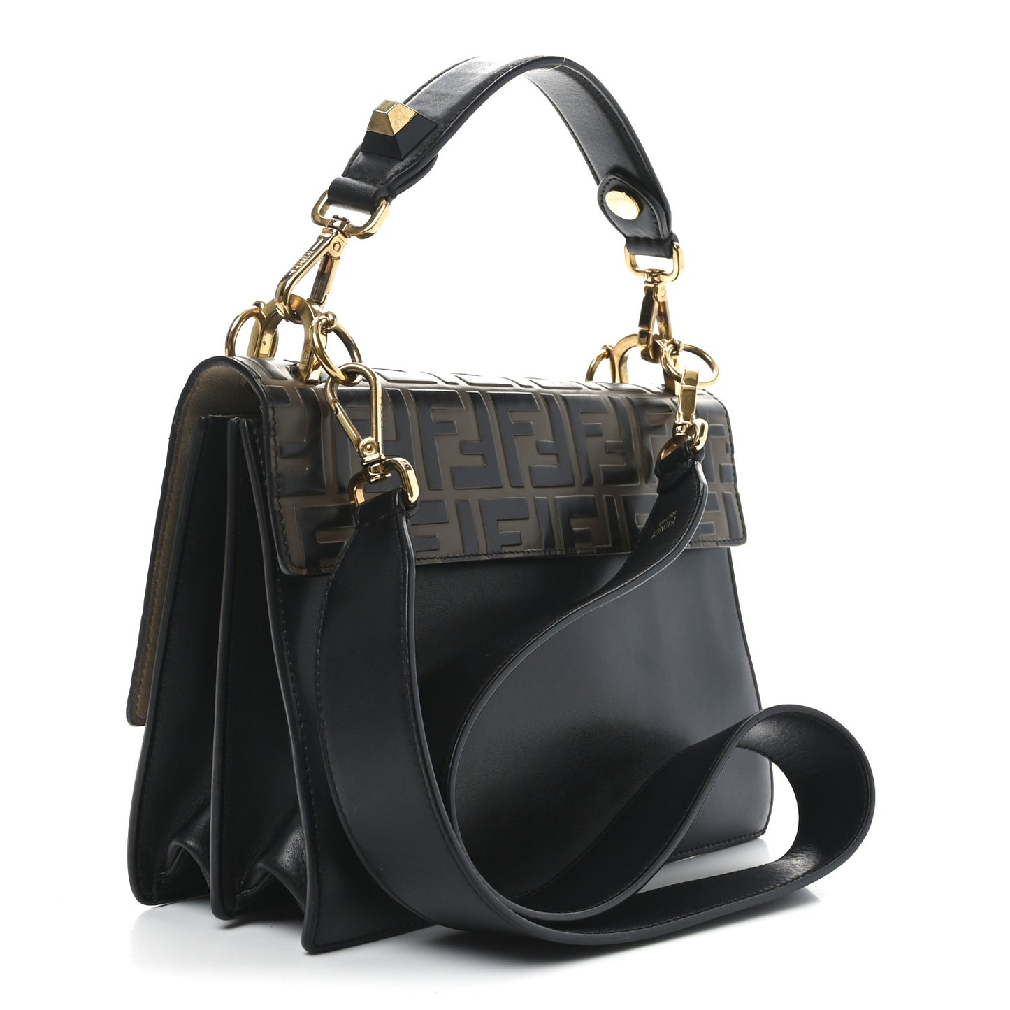 Vitello Liberty Bi-Color FF 1974 Embossed Kan I Shoulder Bag Black Maya