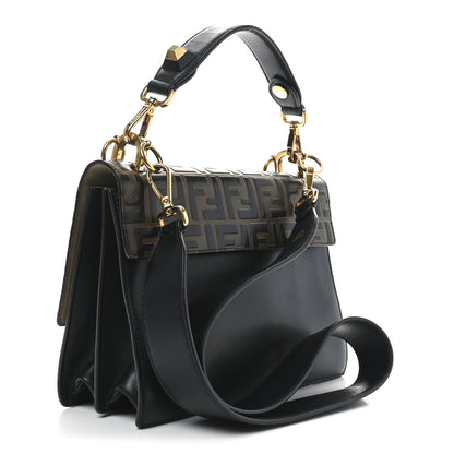Fendi Vitello Liberty Bi-Color FF 1974 Embossed Kan I Shoulder Bag Black Maya 3 of 10