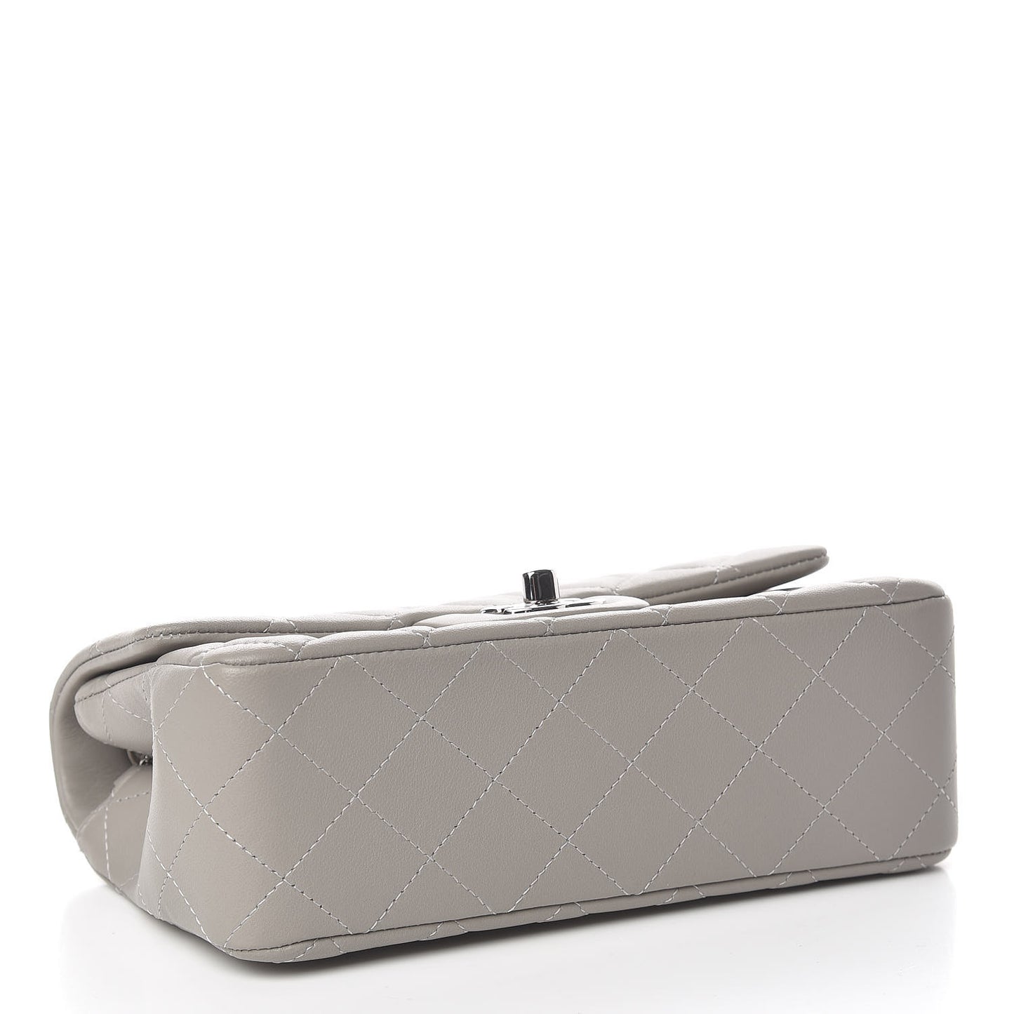 Lambskin Quilted Mini Rectangular Flap Grey
