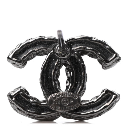 Chanel Ruthenium Crystal CC Earrings Silver Black 3 of 3