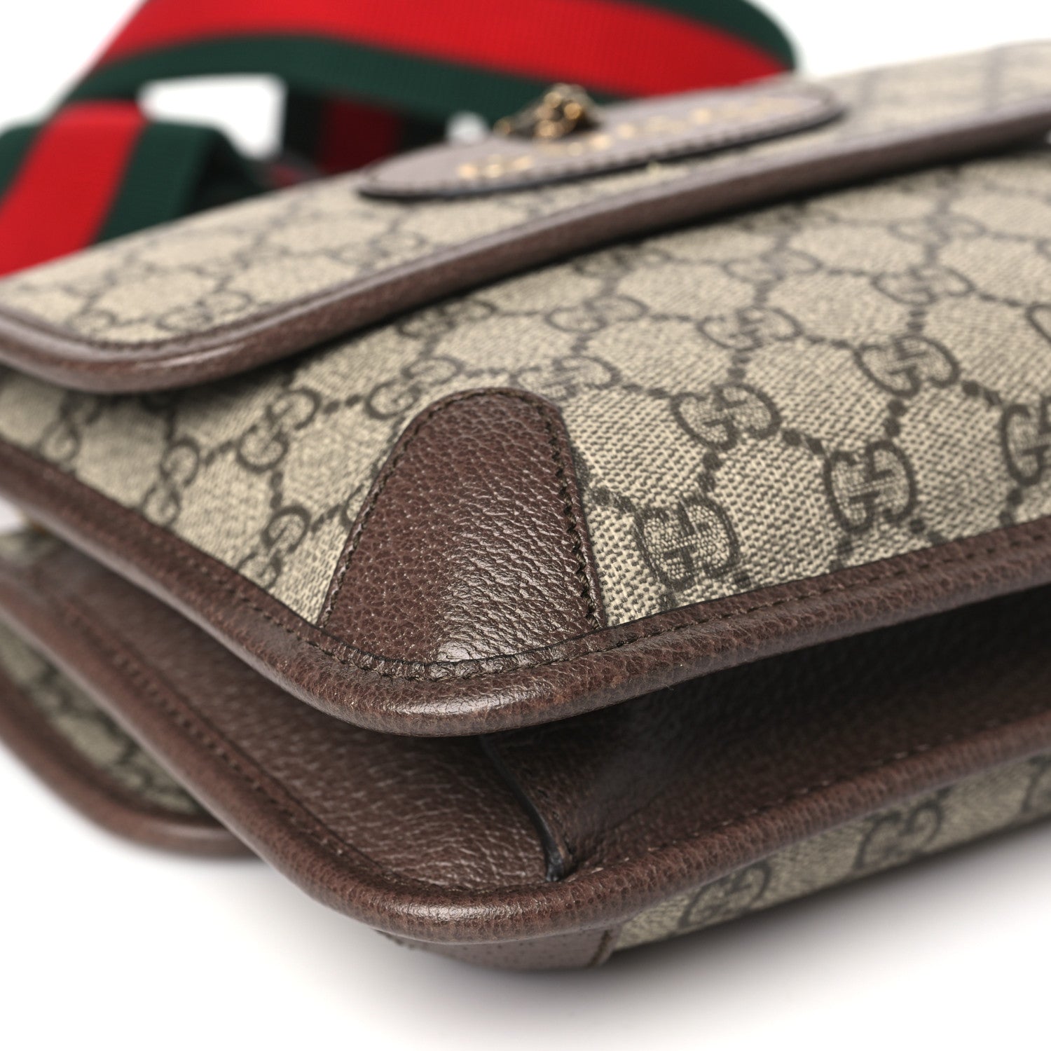 Gucci GG Supreme Monogram Web Small Neo Vintage Double Flap Messenger Bag Beige New Acero 9 of 10
