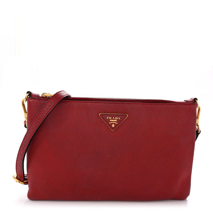 Prada Vitello Daino Zippered Crossbody Bag Rosso 1 of 12